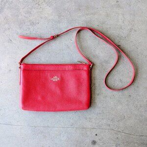 Coach Journal Crossbody Bag in Pebble Leather True Red